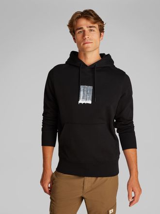 Calvin Klein Jeans Hoodie CALVIN KLEIN JEANS BRUSH STROKE GRAPHIC HOODIE, Herren, Gr. XL, schwarz, Sweatware, Obermaterial: 100% Baumwolle, unifarben, bequem h&uuml;ftlang, R