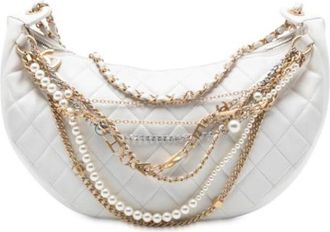 Chanel Pre-owned Quilted Hobo Bag - Dames - Vintage Schoudertas - Wit - ONE Size - Vintage