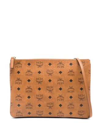 MCM Clutch con logo - Marrone