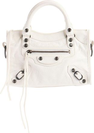 Balenciaga Mini Le City Crinkle Leather Top Handle Bag in 9104 Optic White at Nordstrom