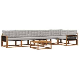 vidaXL Conjunto De Sof&aacute;s De Exterior 7 Pcs Natural Y Gris Claro Vidaxl