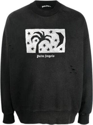Palm Angels Sweatshirts, male, Black, L, Night Sky Sweatshirt