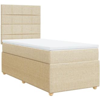 vidaXL Cama Box Spring Con Colch&oacute;n Tela Color Crema 80x200 Cm Vidaxl