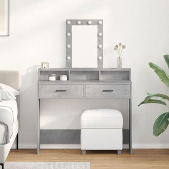 Berkfield Home Dressing Table with LED Lights&not;Concrete Grey 100x41x140 cm | Size: 100 x 41 x 140 cm