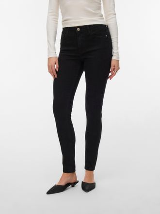 Vero Moda Skinny-fit-Jeans VERO MODA VMPOLLY MR SKINNY JEANS RA135 NOOS, Damen, Gr. XS, L&auml;nge 32, schwarz, Denim/Jeans, Obermaterial: 98% Baumwolle, 2% Elasthan