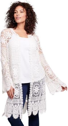 Roaman's Plus Size Floral Lace Crochet Duster in Ivory at Nordstrom, Size 12