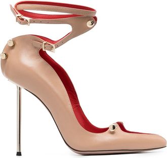 HARDOT 120mm ankle-strap leather pumps - women - Calf Leather/Calf Leather/Calf Leather - 37 - Neutrals