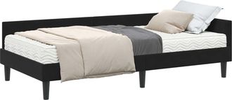 vidaXL Estructura De Cama Esquina Con Colch&oacute;n 2 Uds. Negro 90 X 190 Cm Vidaxl