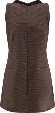 Maison Margiela Mouwloze Jurk met Zakken en Rits - Dames - Korte kleedjes - Bruin - XS - Wol - Kleedjes