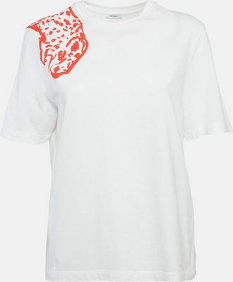 Ferragamo White/red Leopard Print Cotton T-Shirt