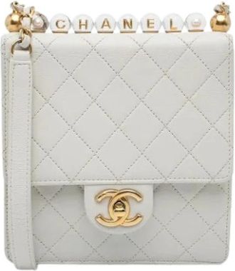 Chanel Pre-owned Vintage Mini Crossbody Tas - Dames - Vintage Mini Tas - Wit - ONE Size - Leer - Vintage