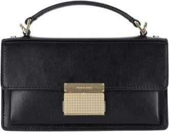 Golden Goose Structured Black Leather Handbag With Gold-Tone Logo Plaque
