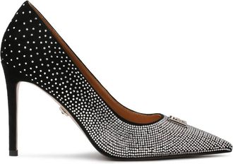 Kazar Su&egrave;de pumps bedekt met zilveren kristallen - Dames - Pumps - Zwart - 39 EU - Su&egrave;de - Schoenen