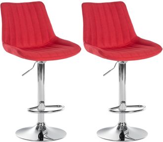 Clp Set De 2 Taburetes De Bar Toni En Tela Rojo Metal Cromado