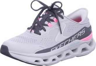 Skechers Womens Glide-Step Altus Slip-On Sneakers, Gray Synthetic/Mesh/Pink Trim, 4.5 UK