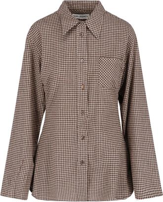 Our Legacy Brown Checkered Classic Collar Shirt
