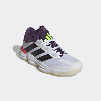 adidas Hallenschuh ADIDAS PERFORMANCE COURT STABIL HALLEN, Herren, Gr. 42,5, weiss (cloud wei&szlig;, aurora metallic, aurora plum), Synthetik, Textil, Schuhe Hall