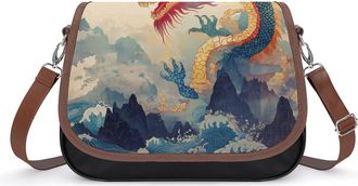 Generic Chinese Dragon Sun Small Womens Crossbody Bags Shoulder Handbag with Adjustable Strap for Travel