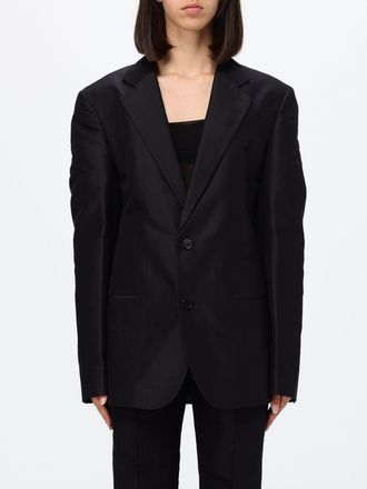 Gucci Blazer corto in seta con rever a lancia e spalle imbottite