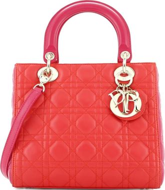 Dior Bicolor Lady Dior Bag Cannage Quilt Lambskin Medium shoulder bag - Roze