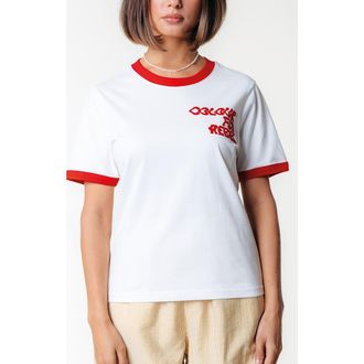Colourful rebel Logo Wave Ringer Boxy Tee in Standard White at Nordstrom, Size X-Small Eu