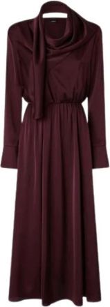 Pinko Pinko, Kleedjes, Dames, Bruin, S, Satijn, Midi Jurk