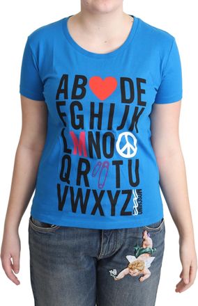 Moschino Womens Alphabet Tee Short Sleeve Crew Neck - Blue Cotton - Size EU 40 (Womens)