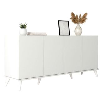 Dmora Aparador Paine, Alacena 2 Estantes, 4 Puertas, 6 Espacios, 180x45x81h Cm Blanco