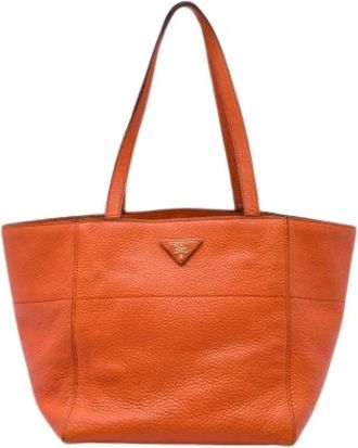Prada Pre-owned Vintage Tote Bag - Dames - Vintage Shopper - Oranje - ONE Size - Leer - Vintage