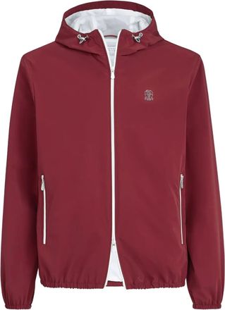 Brunello Cucinelli logo-detail hooded jacket - men - Nylon/Elastane - 3XL - Red