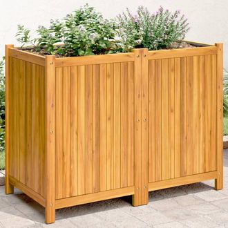 Berkfield Home Garden Planter with Liner 100x50x75 cm Solid Wood Acacia in Brown | Size: 100 x 50 x 75 cm