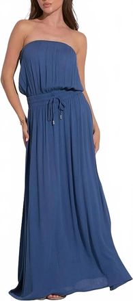 Elan Strapless Smock Maxi Dress In Blue