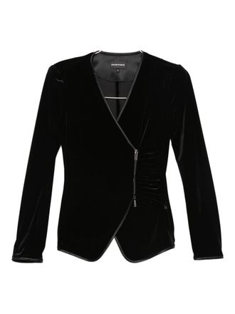 Emporio Armani Womens Velvet Blazer Jacket - Black - Size EU 46 (Womens)