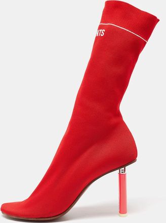 VETEMENTS Red Knit Fabric Sock Boots