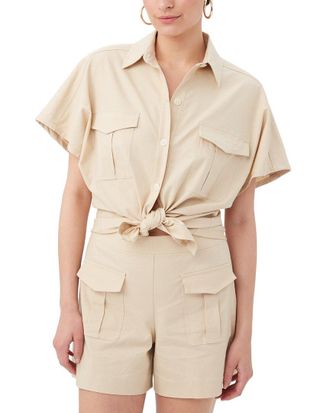 Trina Turk Vara Linen-Blend Top