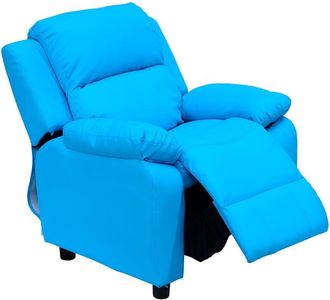 HOMCOM Homcom - Kids Children Recliner Lounger Armchair Sofa pu Leather w/ Storage Space Blue