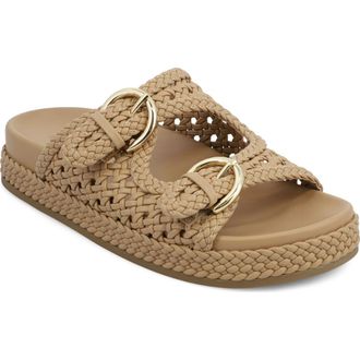 Mia Braided Buckle Strap Platform Sandal in Beige at Nordstrom, Size 6.5