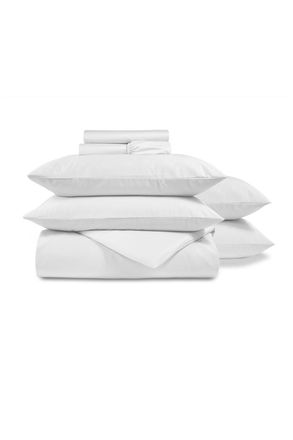Christy 400TC Luxury Cotton Sateen Plain Dye Bedding Gift Set Bundle in White | Size: Double