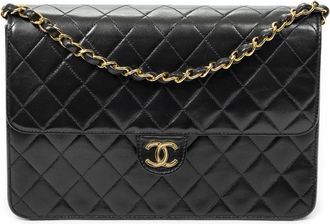 Chanel Pre-owned Womens Vintage Push Lock Straight Flap Shoulder bag - Black - One Size