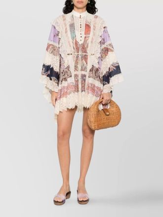 Zimmermann cotton lace-trim belted mini dress