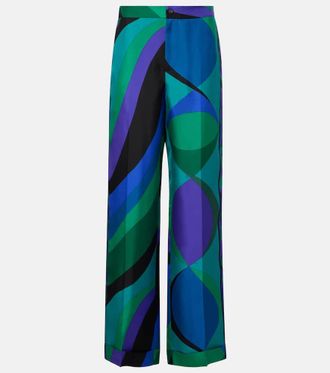 Pucci Printed silk wide-leg pants