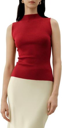 LilySilk Seamless Knit Washable-Wool Vest in Red at Nordstrom, Size Medium