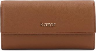 Kazar Rechthoekige leren portemonnee met klep - Dames - Portefeuilles - Bruin - ONE Size - Leer - Accessoires