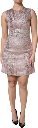 Dolce & Gabbana Pink Jacquard Sleeveless Sheath Mini Womens Dress