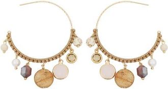 Panacea Mutli Stone Hoop Earrings in Beige at Nordstrom