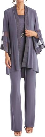R & M Richards Formal Duster Jacket And Pant Set In Slate