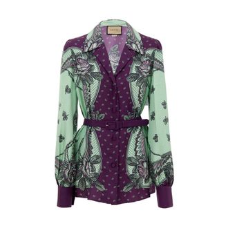 Gucci Shirts, female, Multicolor, M, Printed Silk Shirt