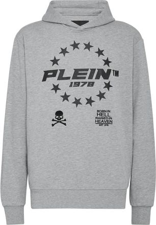 Philipp Plein Hooded Sweatshirt - Heren - Hoodies - Grijs - 2XL - Katoen - Hoodies & sweatvesten