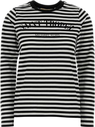 Michael Kors Long Sleeve Tops, female, Multicolor, Size: XS St. Tropez Striped Cotton T-Shirt