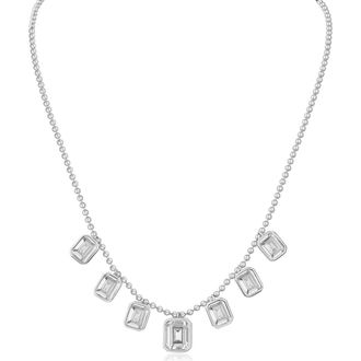 Kenneth Jay Lane Emerald Cut Cubic Zirconia Charm Necklace in Clear Silver at Nordstrom Rack